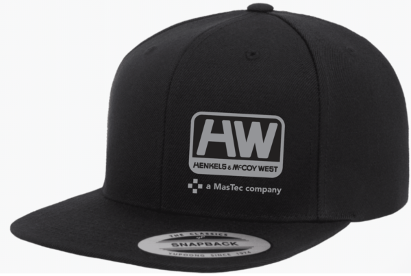 H&M WEST LOGO - 6-Panel Structured Flat Visor Classic Snapback Cap Black - Min. Order 12