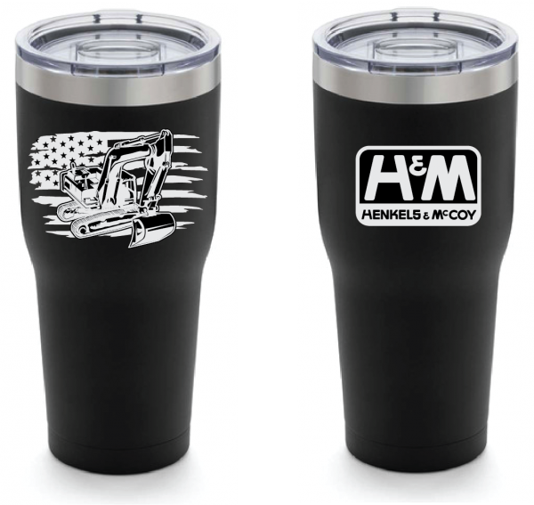 Basecamp K2 Tumbler 30 oz., Black w/laser engraved Backhoe logo  - Min. Quantity 10 - $24.50 ea.