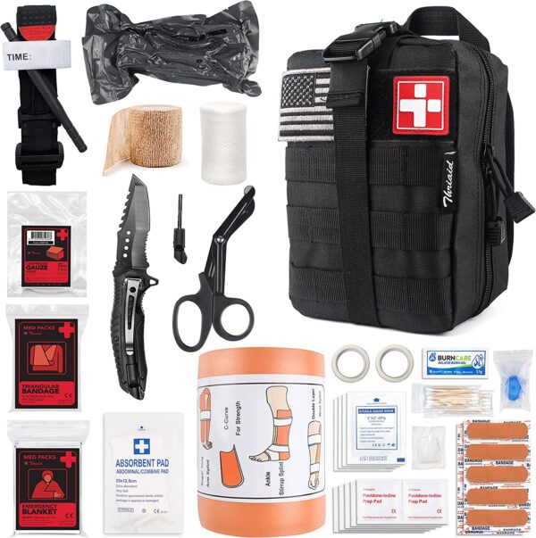 Emergency Trauma Survival First Aid Kit, Black