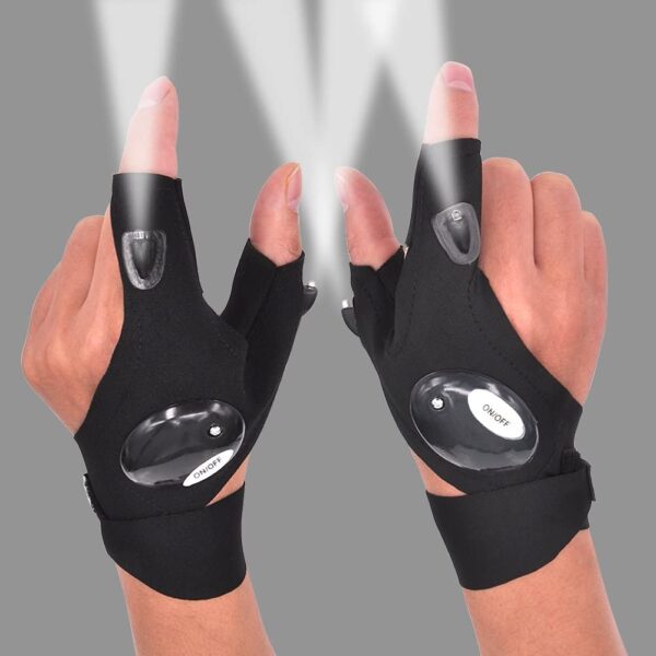 LED Flashlight Gloves, one size fits most - Min Order 12