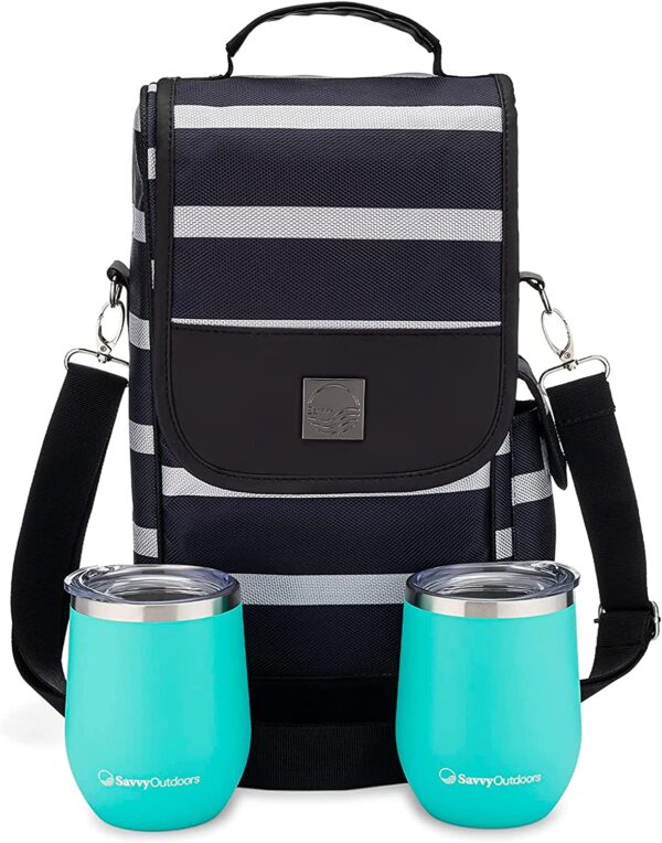 Wine Tote Bag w/Insulated Stemless Wine Cups