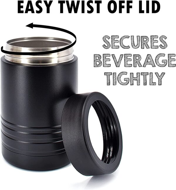 4 in 1 Stainless Steel 12 oz. Double Wall Can Cooler - Black - Min. Order 12