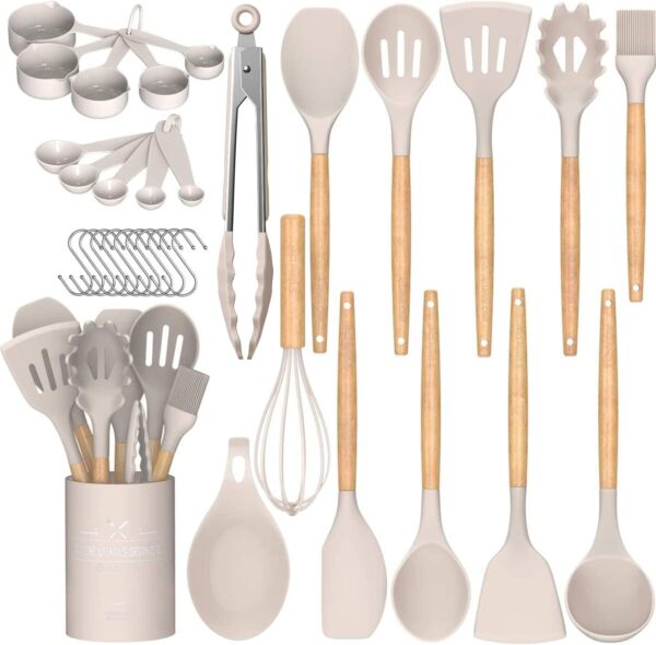 Kitchen Cooking Utentils Set, 33 pcs. Khaki