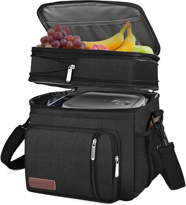Lunch Box Double Deck, Leakproof Insulated Black