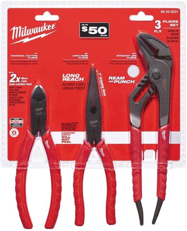 Milwaukee Pliers Set Alloy Steel, 3-Pack