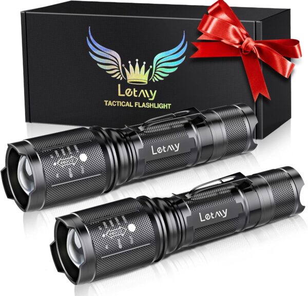 Tactical Flashlight w/Belt Clip, 3 Modes, Waterproof, 2-pack (min. order 10)