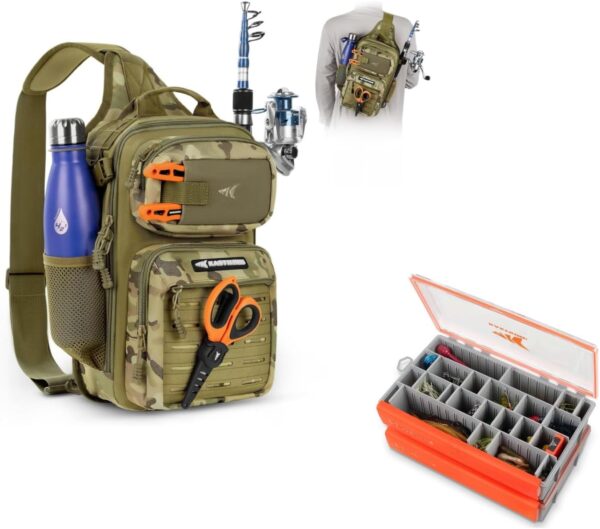 Kastking Blowbak Tactical Fishing Sling Tackle Bag w/Tackle Box