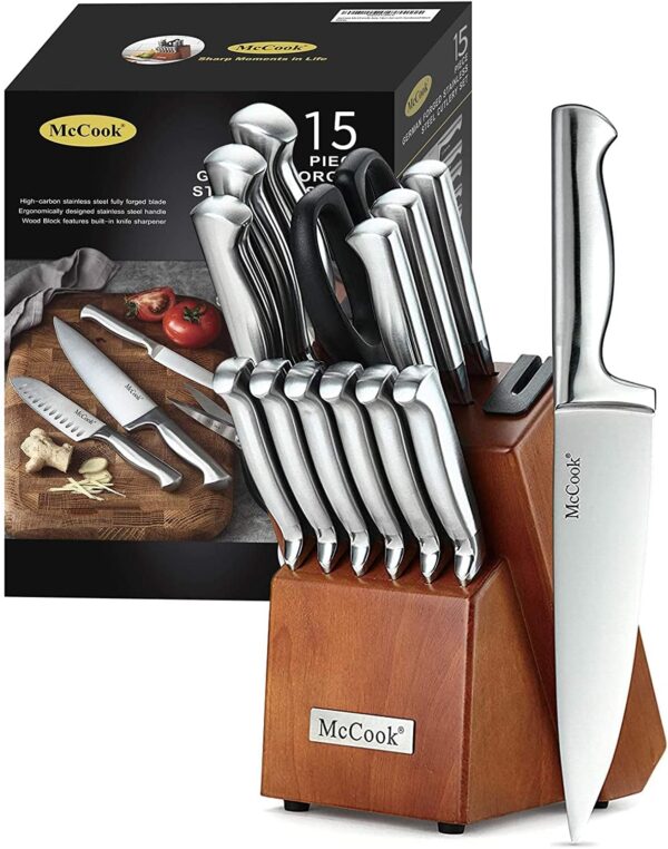 McCook German Stainless Steel Knife Blockset w/Built-in Shapener